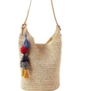 Never used fabulous Raffia beach tote with tassel!